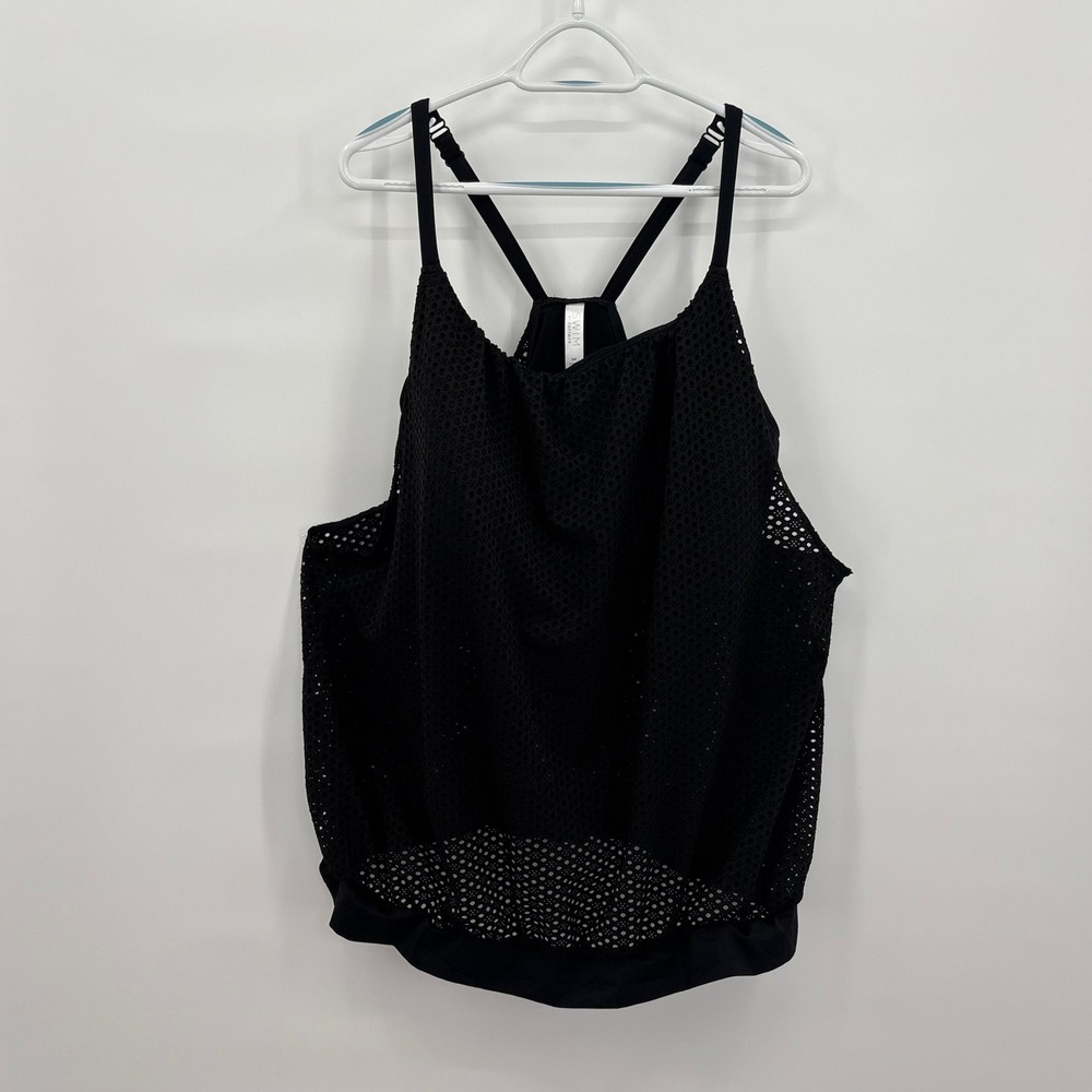 Cacique by Lane Bryant Swim Women Plus Size 24 Black Eyelet Mesh Tankini Top